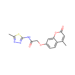 Cc1nnc(NC(=O)COc2ccc3c(C)cc(=O)oc3c2)s1 ZINC000017027816