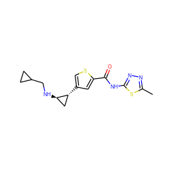 Cc1nnc(NC(=O)c2cc([C@@H]3C[C@H]3NCC3CC3)cs2)s1 ZINC000653743793