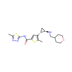 Cc1nnc(NC(=O)c2cc([C@@H]3C[C@H]3NCC3CCOCC3)c(C)s2)s1 ZINC000653732478