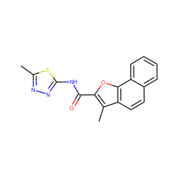 Cc1nnc(NC(=O)c2oc3c(ccc4ccccc43)c2C)s1 ZINC000002664345