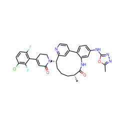 Cc1nnc(Nc2ccc3c(c2)NC(=O)[C@H](C)CCC[C@H](N2CCC(c4c(F)ccc(Cl)c4F)=CC2=O)c2cc-3ccn2)o1 ZINC000208056575