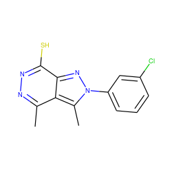 Cc1nnc(S)c2nn(-c3cccc(Cl)c3)c(C)c12 ZINC000008670278