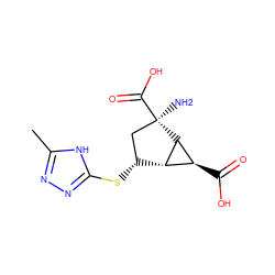 Cc1nnc(S[C@@H]2C[C@@](N)(C(=O)O)[C@@H]3[C@@H](C(=O)O)[C@H]23)[nH]1 ZINC000145344594