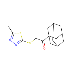 Cc1nnc(SCC(=O)C23CC4CC(CC(C4)C2)C3)s1 ZINC000005053888