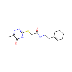 Cc1nnc(SCC(=O)NCCC2=CCCCC2)[nH]c1=O ZINC000007984622