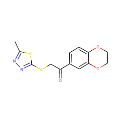 Cc1nnc(SCC(=O)c2ccc3c(c2)OCCO3)s1 ZINC000002845812