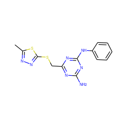 Cc1nnc(SCc2nc(N)nc(Nc3ccccc3)n2)s1 ZINC000002191151