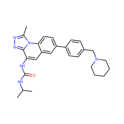 Cc1nnc2c(NC(=O)NC(C)C)cc3cc(-c4ccc(CN5CCCCC5)cc4)ccc3n12 ZINC000045192807