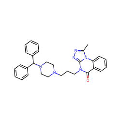 Cc1nnc2n(CCCN3CCN(C(c4ccccc4)c4ccccc4)CC3)c(=O)c3ccccc3n12 ZINC000022036228