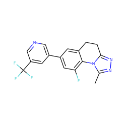 Cc1nnc2n1-c1c(F)cc(-c3cncc(C(F)(F)F)c3)cc1CC2 ZINC000143836110