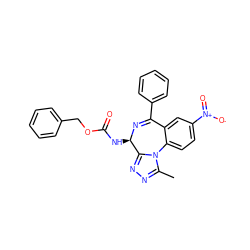 Cc1nnc2n1-c1ccc([N+](=O)[O-])cc1C(c1ccccc1)=N[C@@H]2NC(=O)OCc1ccccc1 ZINC000096284878