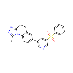 Cc1nnc2n1-c1ccc(-c3cncc(S(=O)(=O)c4ccccc4)c3)cc1CC2 ZINC000141923200