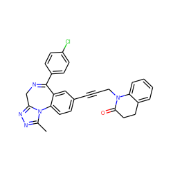 Cc1nnc2n1-c1ccc(C#CCN3C(=O)CCc4ccccc43)cc1C(c1ccc(Cl)cc1)=NC2 ZINC000013821104