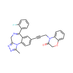 Cc1nnc2n1-c1ccc(C#CCN3C(=O)COc4ccccc43)cc1C(c1ccccc1F)=NC2 ZINC000000596344