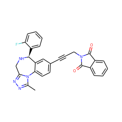 Cc1nnc2n1-c1ccc(C#CCN3C(=O)c4ccccc4C3=O)cc1[C@H](c1ccccc1F)NC2 ZINC000013821084