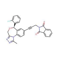 Cc1nnc2n1-c1ccc(C#CCN3C(=O)c4ccccc4C3=O)cc1[C@H](c1ccccc1F)OC2 ZINC000013821112