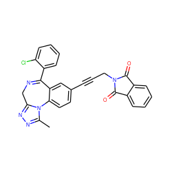 Cc1nnc2n1-c1ccc(C#CCN3C(=O)c4ccccc4C3=O)cc1C(c1ccccc1Cl)=NC2 ZINC000013821078