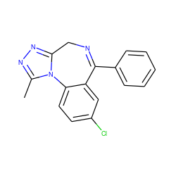 Cc1nnc2n1-c1ccc(Cl)cc1C(c1ccccc1)=NC2 ZINC000000000903