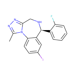 Cc1nnc2n1-c1ccc(I)cc1[C@H](c1ccccc1F)NC2 ZINC000013821072