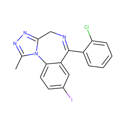 Cc1nnc2n1-c1ccc(I)cc1C(c1ccccc1Cl)=NC2 ZINC000013821068