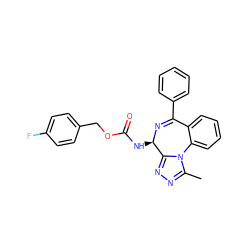 Cc1nnc2n1-c1ccccc1C(c1ccccc1)=N[C@@H]2NC(=O)OCc1ccc(F)cc1 ZINC000096284862