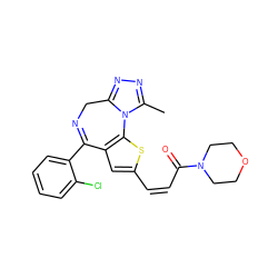 Cc1nnc2n1-c1sc(/C=C\C(=O)N3CCOCC3)cc1C(c1ccccc1Cl)=NC2 ZINC000100656080