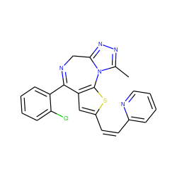 Cc1nnc2n1-c1sc(/C=C\c3ccccn3)cc1C(c1ccccc1Cl)=NC2 ZINC000013821430