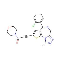 Cc1nnc2n1-c1sc(C#CC(=O)N3CCOCC3)cc1C(c1ccccc1Cl)=NC2 ZINC000013821395