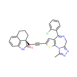 Cc1nnc2n1-c1sc(C#CC[C@]34CCCc5cccc(c53)NC4=O)cc1C(c1ccccc1Cl)=NC2 ZINC000028228997