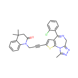 Cc1nnc2n1-c1sc(C#CCN3C(=O)CC(C)(C)c4ccccc43)cc1C(c1ccccc1Cl)=NC2 ZINC000028228197