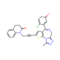 Cc1nnc2n1-c1sc(C#CCN3C(=O)CCc4ccccc43)cc1C(C1=CC(=O)CC=C1Cl)=NC2 ZINC000028229146