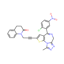 Cc1nnc2n1-c1sc(C#CCN3C(=O)CCc4ccccc43)cc1C(c1cc([N+](=O)[O-])ccc1Cl)=NC2 ZINC000028228811