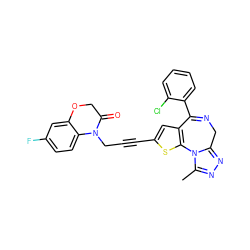 Cc1nnc2n1-c1sc(C#CCN3C(=O)COc4cc(F)ccc43)cc1C(c1ccccc1Cl)=NC2 ZINC000028230964