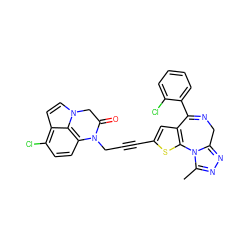 Cc1nnc2n1-c1sc(C#CCN3C(=O)Cn4ccc5c(Cl)ccc3c54)cc1C(c1ccccc1Cl)=NC2 ZINC000028230569