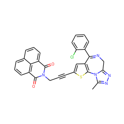 Cc1nnc2n1-c1sc(C#CCN3C(=O)c4cccc5cccc(c45)C3=O)cc1C(c1ccccc1Cl)=NC2 ZINC000003924667