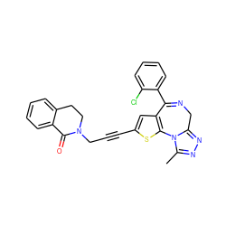 Cc1nnc2n1-c1sc(C#CCN3CCc4ccccc4C3=O)cc1C(c1ccccc1Cl)=NC2 ZINC000013821137