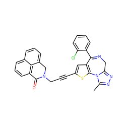 Cc1nnc2n1-c1sc(C#CCN3Cc4cccc5cccc(c45)C3=O)cc1C(c1ccccc1Cl)=NC2 ZINC000028230960