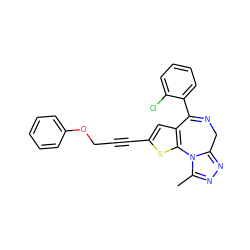 Cc1nnc2n1-c1sc(C#CCOc3ccccc3)cc1C(c1ccccc1Cl)=NC2 ZINC000013821128