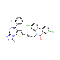 Cc1nnc2n1-c1sc(C#CCn3c(=O)c4cc(Cl)ccc4c4ccc(Cl)cc43)cc1C(c1ccccc1Cl)=NC2 ZINC000028228058