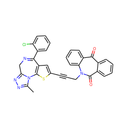 Cc1nnc2n1-c1sc(C#CCn3c(=O)c4ccccc4c(=O)c4ccccc43)cc1C(c1ccccc1Cl)=NC2 ZINC000028236692