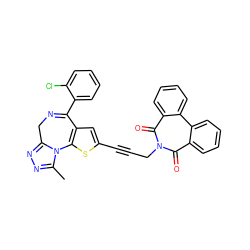 Cc1nnc2n1-c1sc(C#CCn3c(=O)c4ccccc4c4ccccc4c3=O)cc1C(c1ccccc1Cl)=NC2 ZINC000028236687