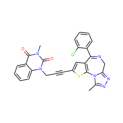 Cc1nnc2n1-c1sc(C#CCn3c(=O)n(C)c(=O)c4ccccc43)cc1C(c1ccccc1Cl)=NC2 ZINC000028227750