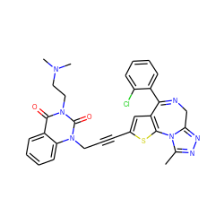 Cc1nnc2n1-c1sc(C#CCn3c(=O)n(CCN(C)C)c(=O)c4ccccc43)cc1C(c1ccccc1Cl)=NC2 ZINC000028226880