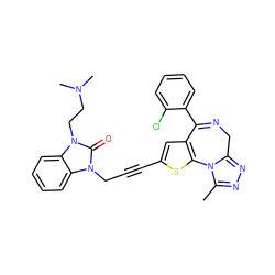 Cc1nnc2n1-c1sc(C#CCn3c(=O)n(CCN(C)C)c4ccccc43)cc1C(c1ccccc1Cl)=NC2 ZINC000028229360