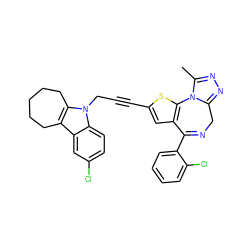 Cc1nnc2n1-c1sc(C#CCn3c4c(c5cc(Cl)ccc53)CCCCC4)cc1C(c1ccccc1Cl)=NC2 ZINC000028236374