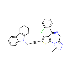 Cc1nnc2n1-c1sc(C#CCn3c4c(c5ccccc53)CCCC4)cc1C(c1ccccc1Cl)=NC2 ZINC000013821143