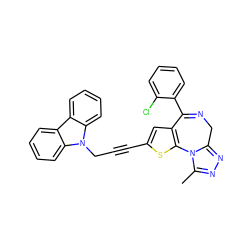 Cc1nnc2n1-c1sc(C#CCn3c4ccccc4c4ccccc43)cc1C(c1ccccc1Cl)=NC2 ZINC000013821141