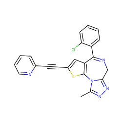 Cc1nnc2n1-c1sc(C#Cc3ccccn3)cc1C(c1ccccc1Cl)=NC2 ZINC000013821414