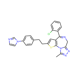 Cc1nnc2n1-c1sc(CCc3ccc(-n4ccnc4)cc3)cc1C(c1ccccc1Cl)=NC2 ZINC000013821442