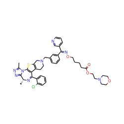 Cc1nnc2n1-c1sc3c(c1C(c1ccccc1Cl)=N[C@@H]2C)CCN(Cc1cccc(/C(=N\OCCCCC(=O)OCCN2CCOCC2)c2cccnc2)c1)C3 ZINC000095606152